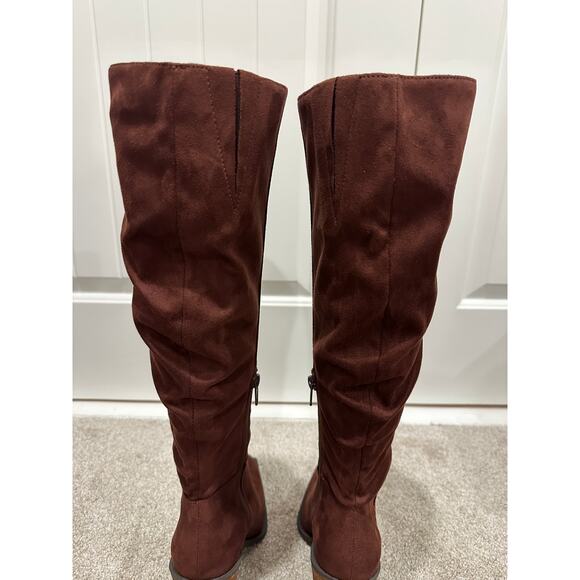 Charles David Wire Tall Boots Brown Microsuede Size 7 NWOB Textile Upper Fall - Picture 12 of 15
